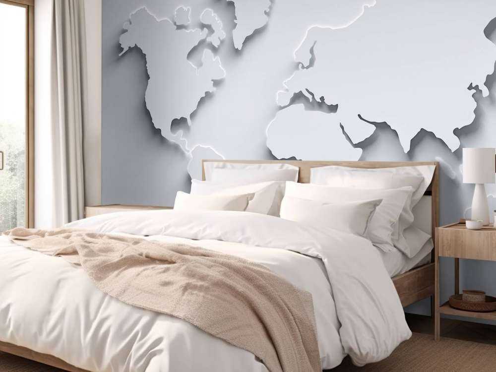 Mapa del mundo 3D en blanco