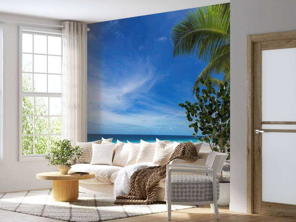 Playa tropical con palmera
