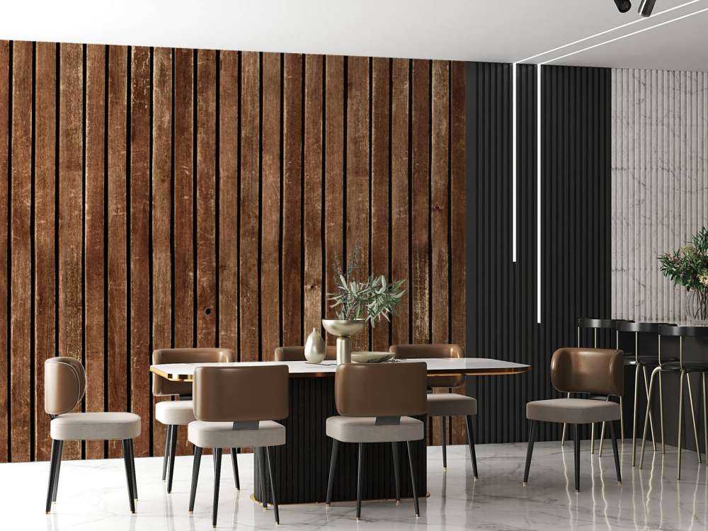 Tablas verticales de madera oscura