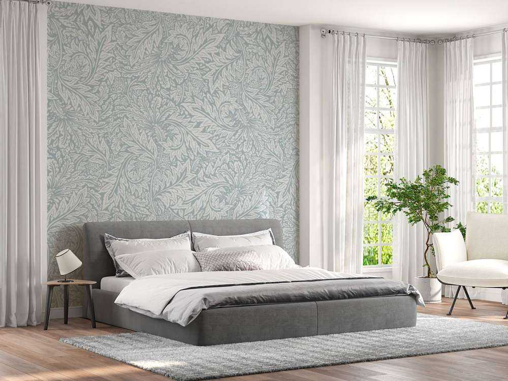 Morris Florals & Leaves - azul empolvado