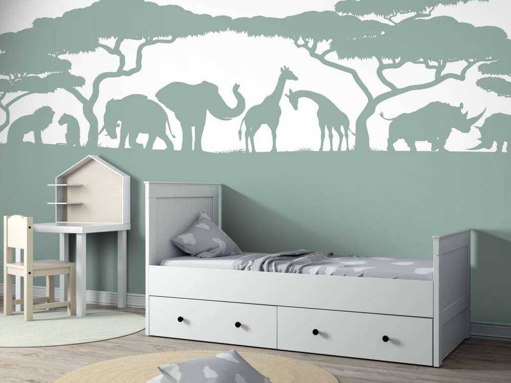 Silueta de animales de safari, verde claro