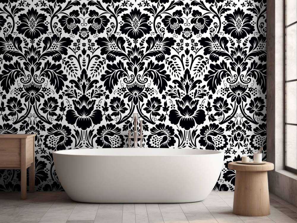Damasco blanco y negro