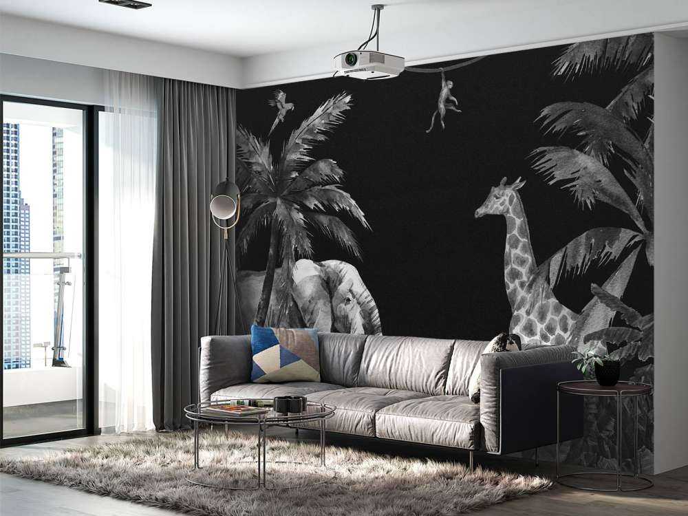 Animales de la selva en blanco y negro