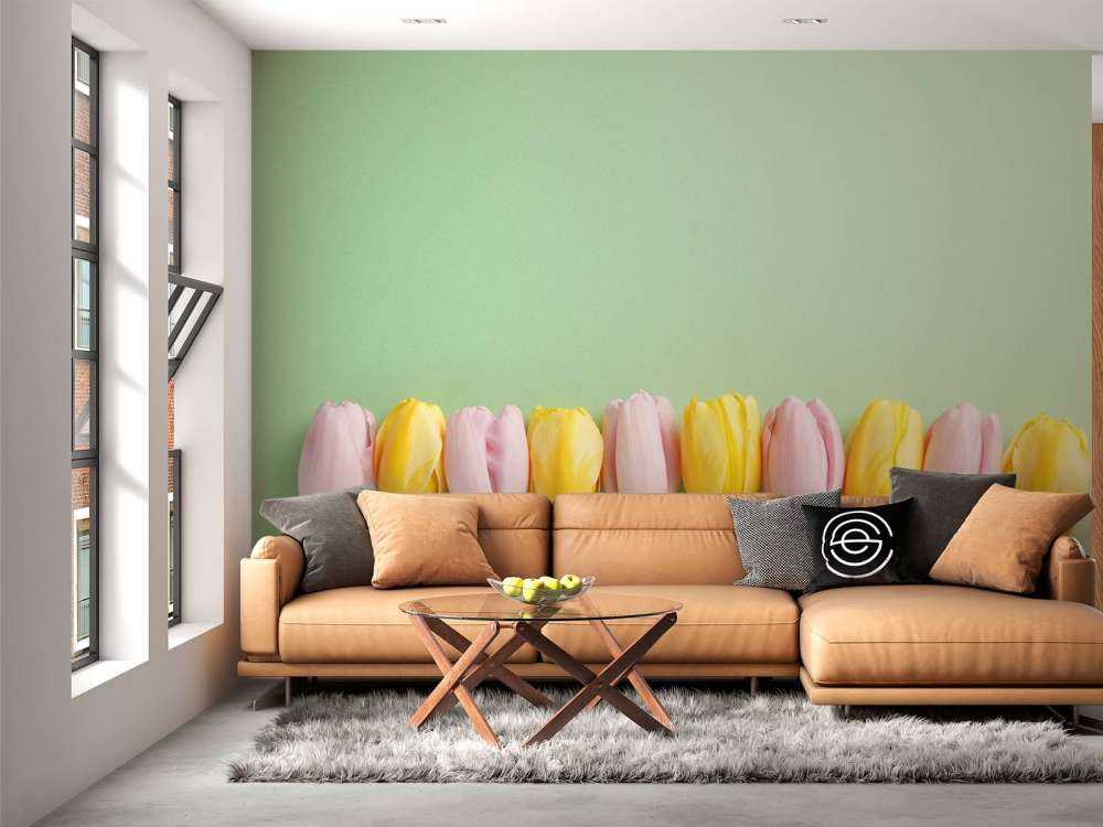 Pequeños tulipanes en verde menta