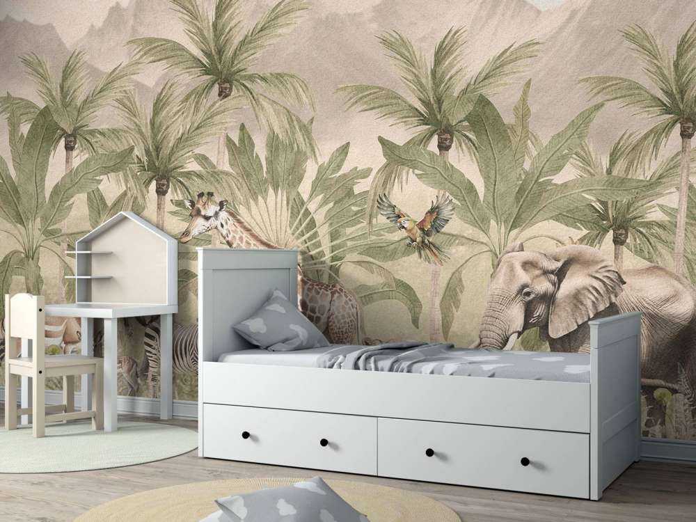 Paisaje de montaña con animales