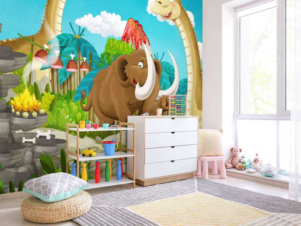 Dinosaurio y mamut