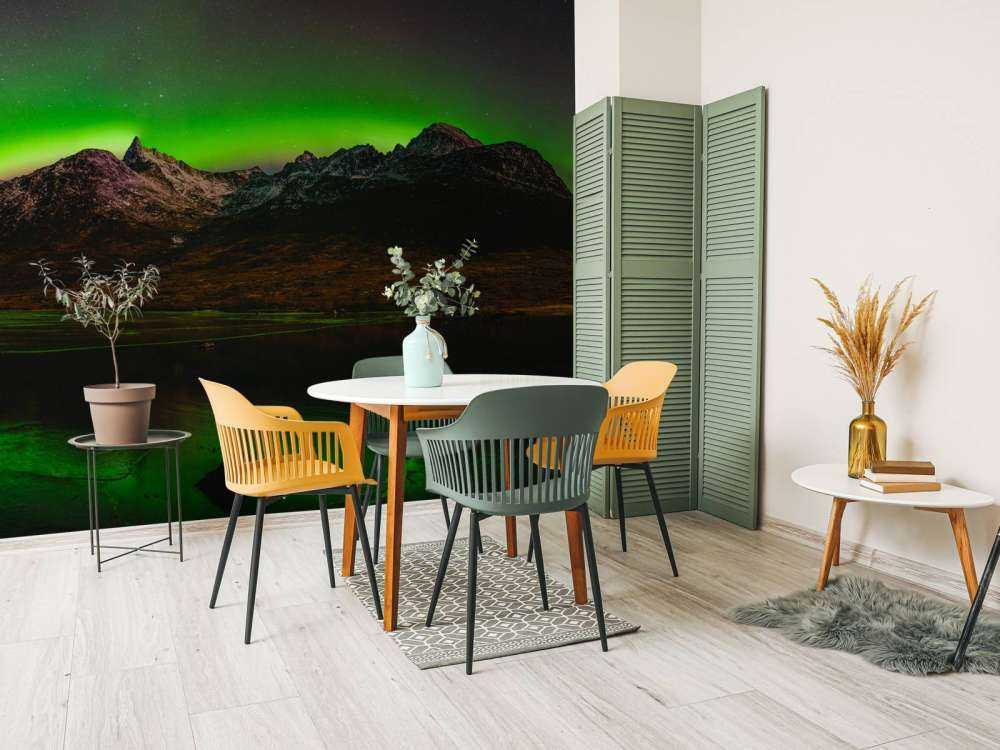 Panorama de la aurora boreal