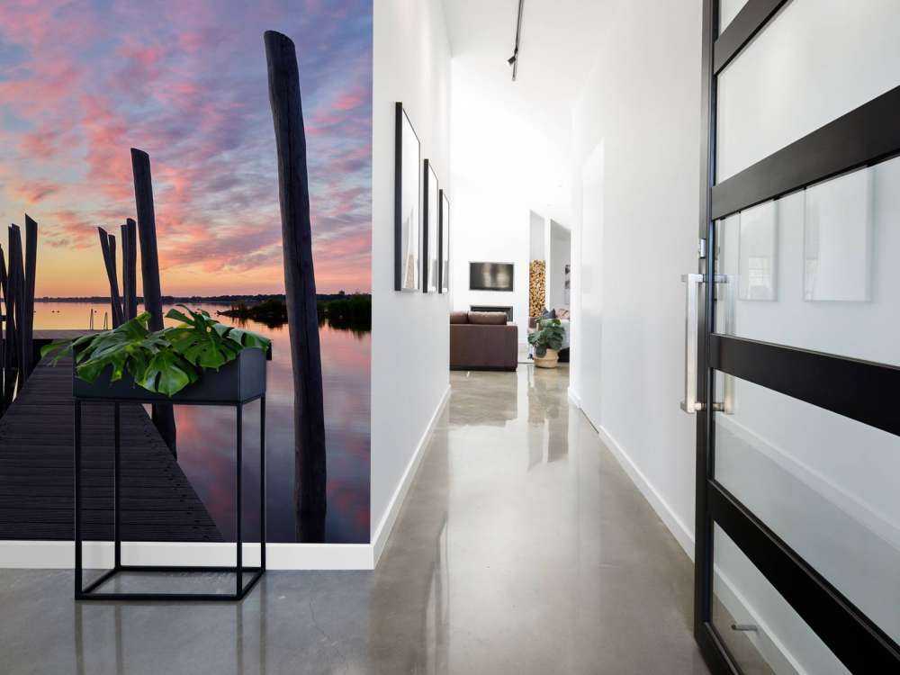 Amanecer en la plataforma de baño