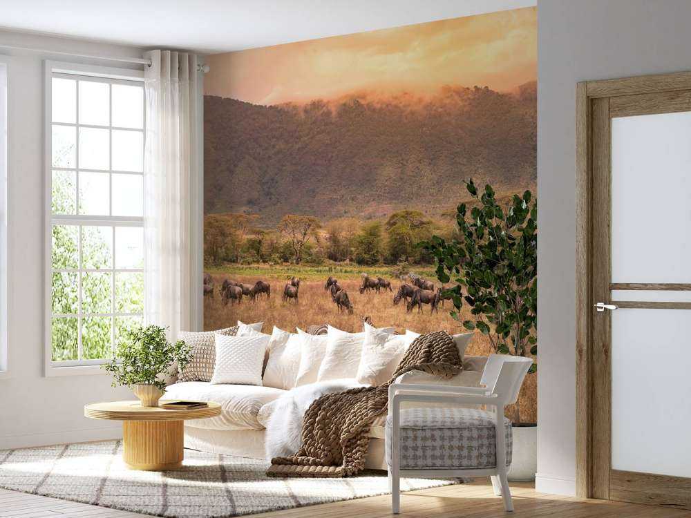Paisaje de sabana con cebras
