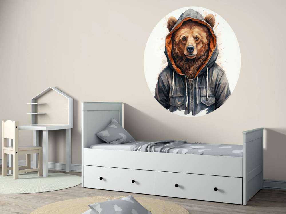 Oso Grizzly de Acuarela en una Sudadera con Capucha