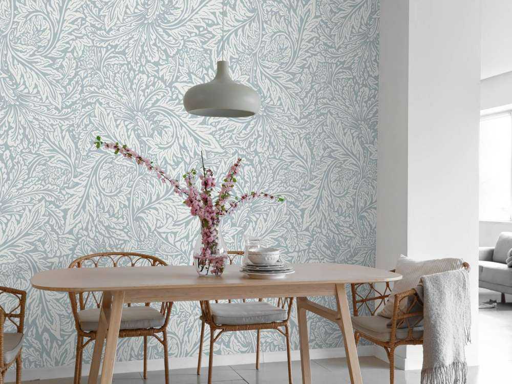 Morris Florals & Leaves - azul empolvado