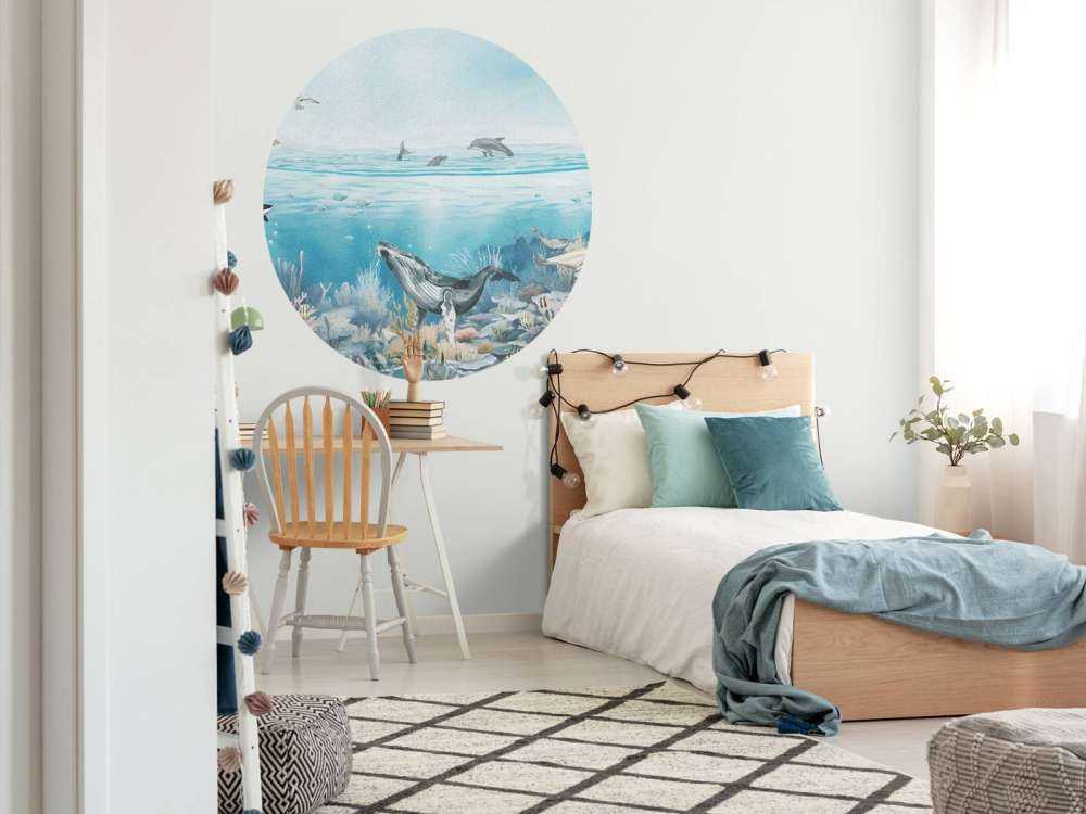 Paisaje Oceánico con Animales en Color