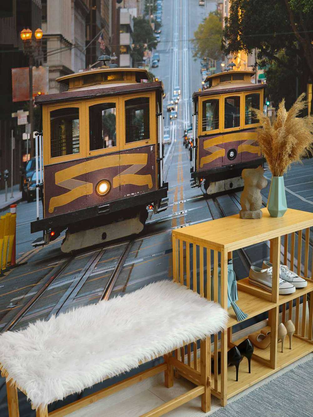 Tranvías amarillos en San Francisco EE.UU.