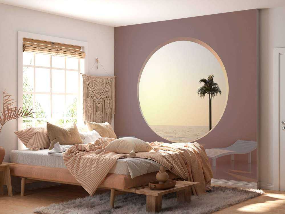 Pared rosa con círculo