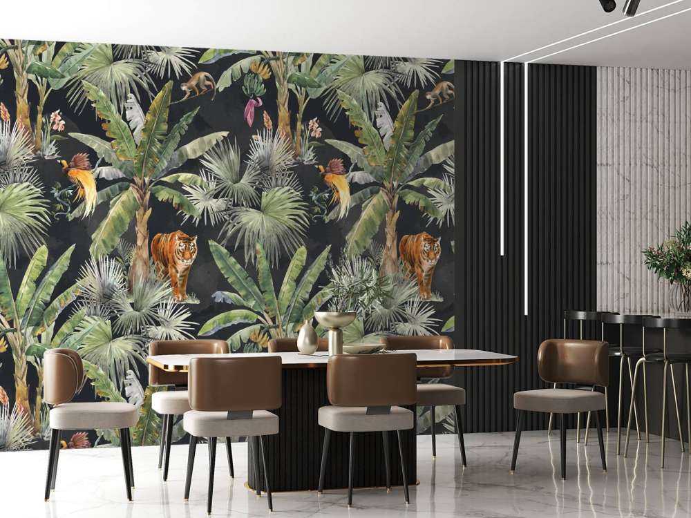 Palmeras y animales de la selva