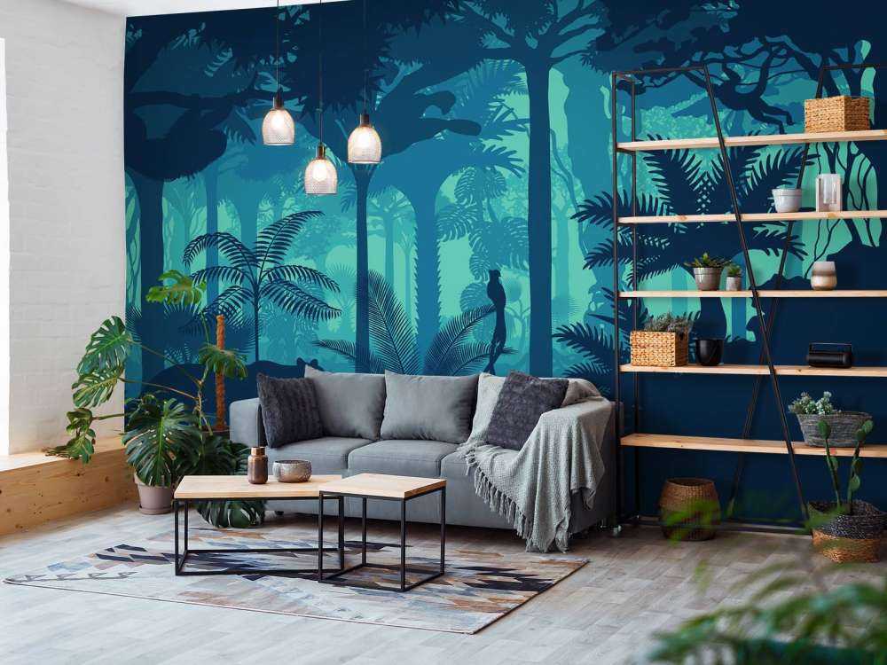 Siluetas azules de la selva