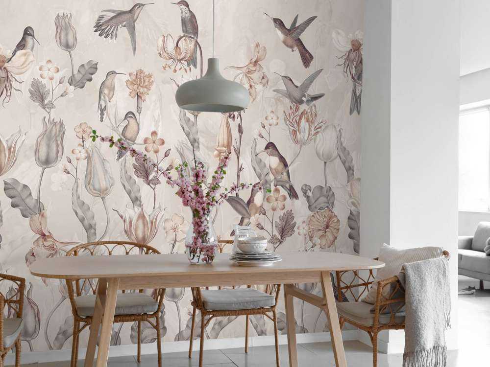 Sinfonía de Colibríes de Primavera - Flor Sepia Vintage