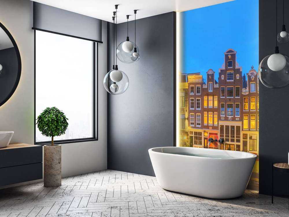 Casas de Ámsterdam en la noche