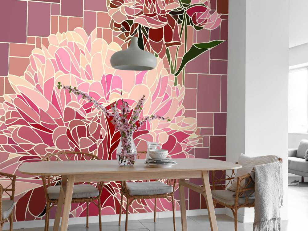 Mosaico de flores rosas