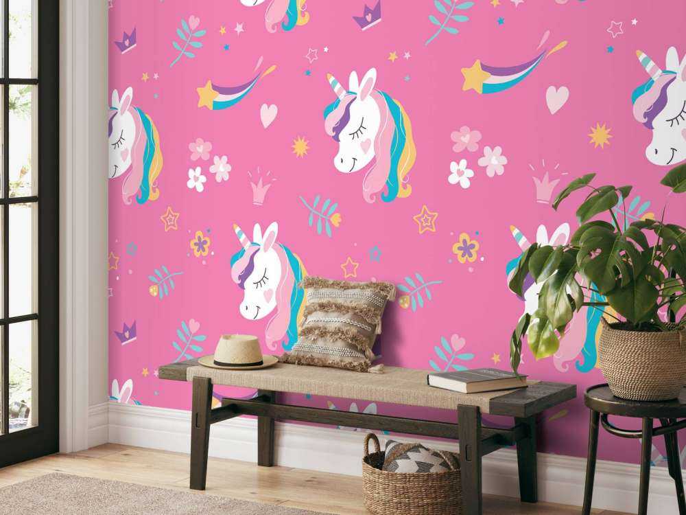 Papel pintado Unicorns rosa