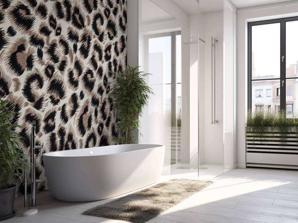 Abrigo de pantera de color beige