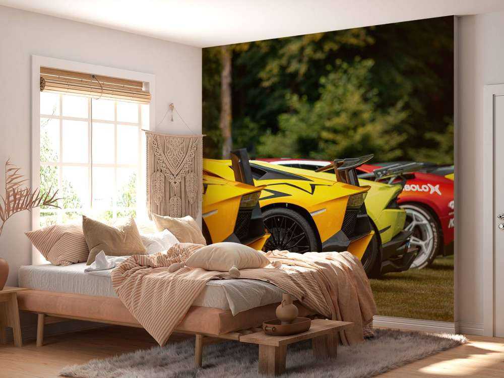 Colección de supercoches en la naturaleza