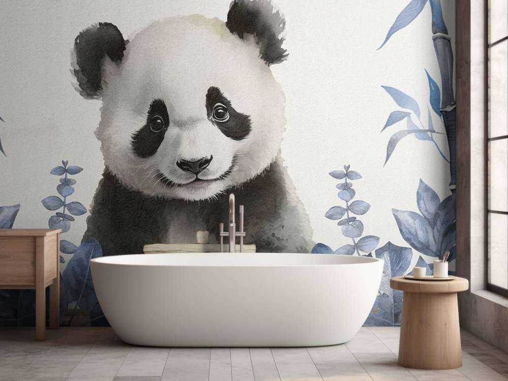Panda bebé en la selva azul