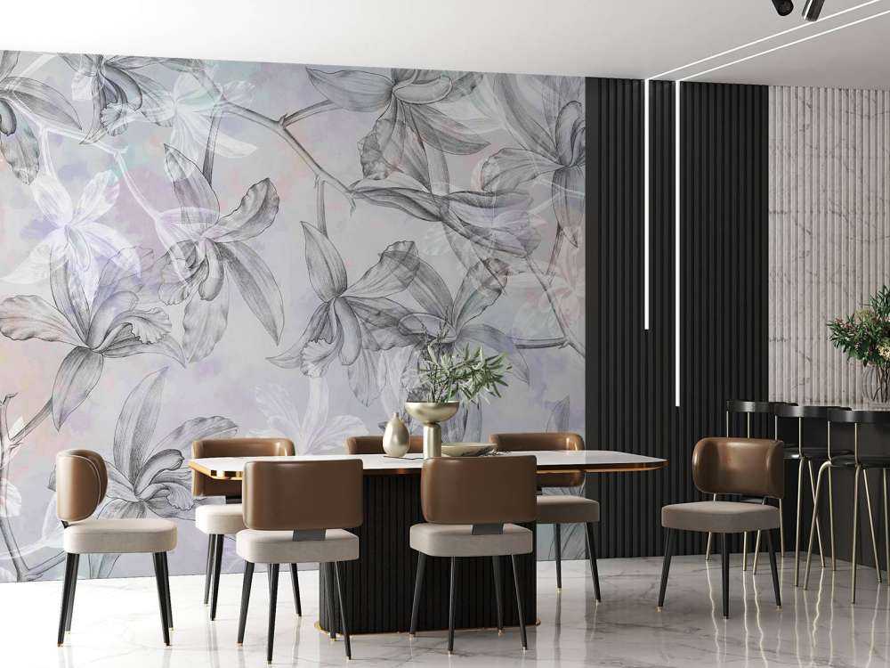 Paisaje de ensueño de orquídeas en dos tonos de púrpura