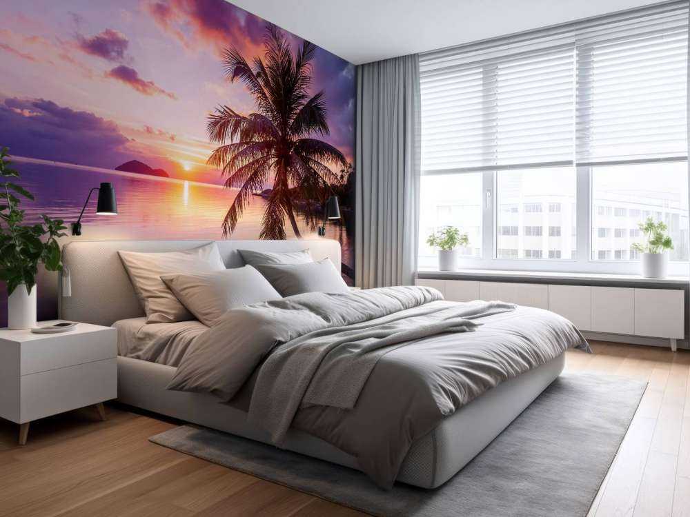 Palmera en una puesta de sol