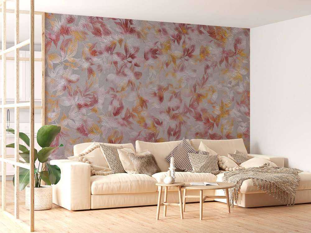 Flores sobre fondo gris